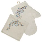 Набір Подарунковий К-428 з вишивкою Коричневі квіти прихватка та рукавичка ТМ Ярослав